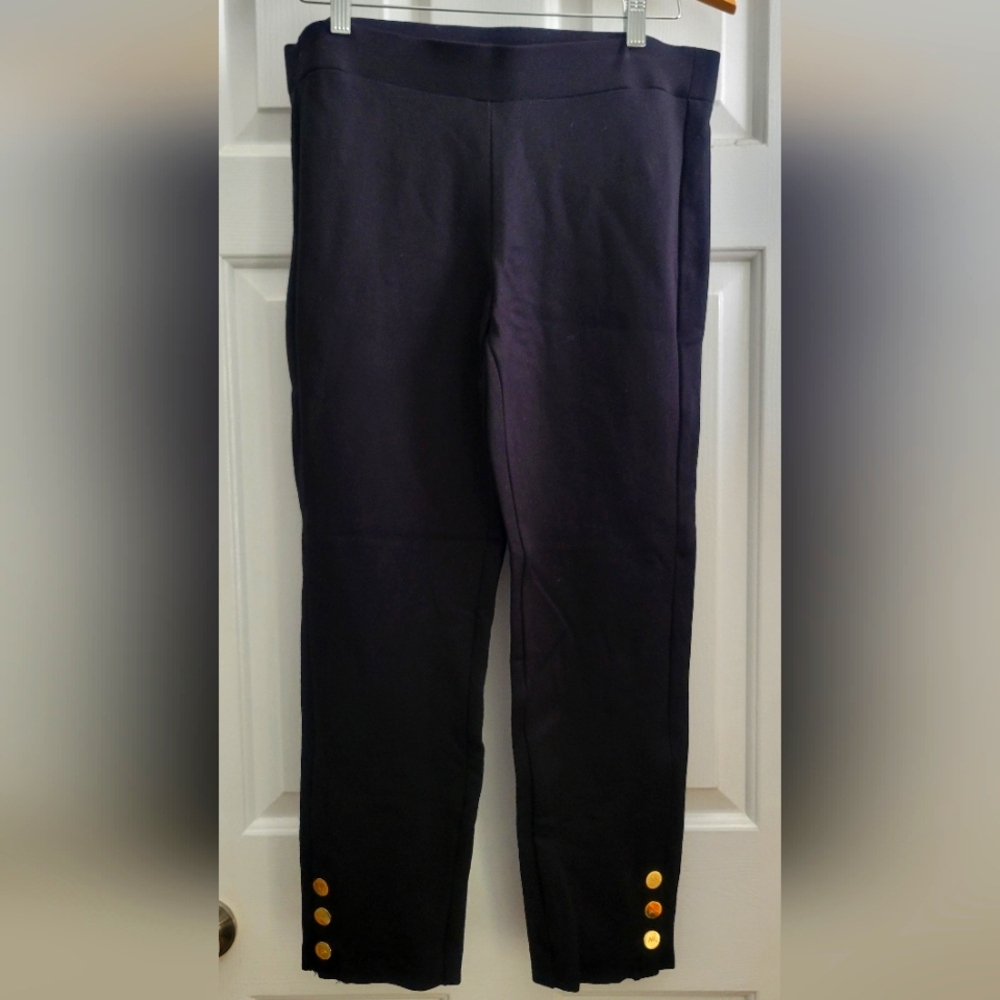 Anne Klein Black Pants with Gold Button Accents- Size 10